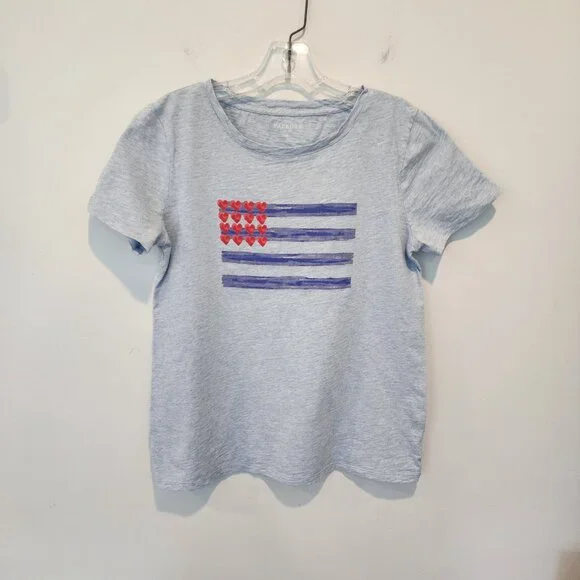 Talbots Heart Spangled Banner Tee, Size M, Like New - Picture 2 of 6